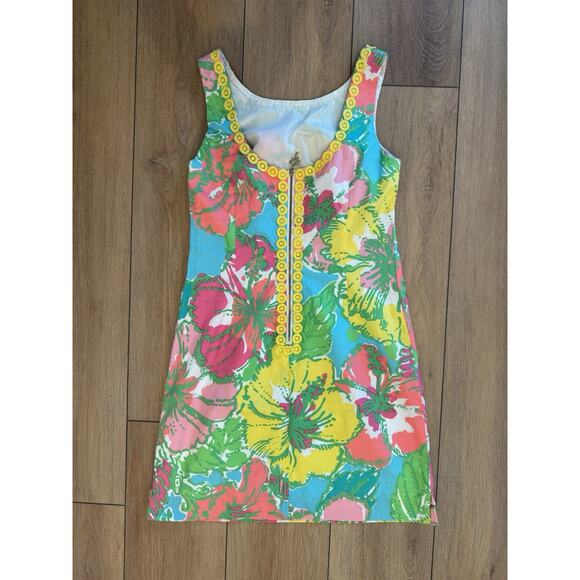 Lilly Pulitzer DELIA Shift Dress SHORELY BLUE Big Flirt Pink Green Blue 00 READ - Picture 9 of 16